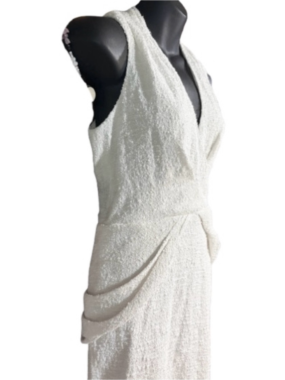 Badgley Mischka Bridal Twist Front Cocktail Dress nubby knit texture size 6 - Picture 6 of 10